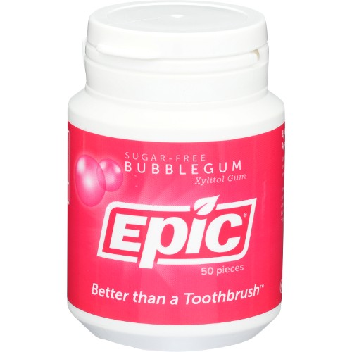 Epic Xylitol Gum Bottle Bubble Gum with Xylitol 50ct