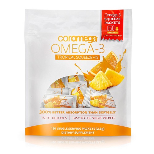 Coromega Omega-3 Squeeze Tropical + D 120ct